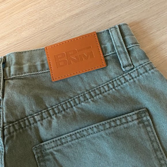 Princess Polly Holly Asymmetric Straight Leg Jean Green Denim - Picture 6 of 6